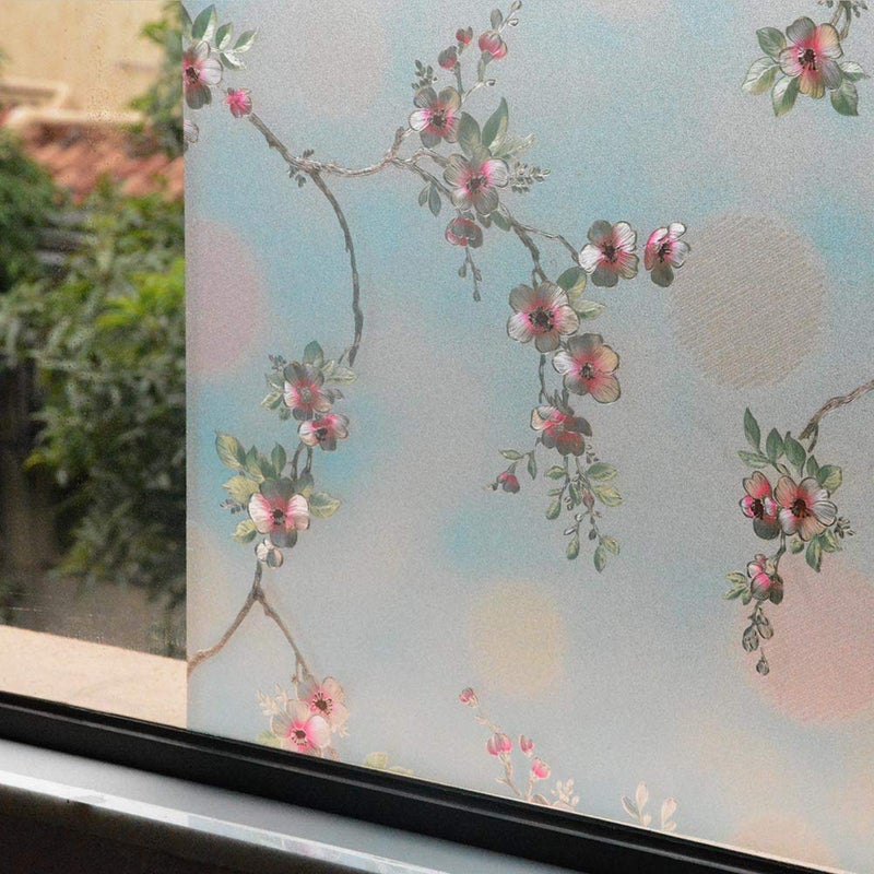 VSUDO 1 Roll 17.7" by 78.7" Window Film for Privacy, Peach Blossom Pattern Window Tint for Home, Window Glass Sticker for Office (9.68 Sq. Ft Total) - Image 3